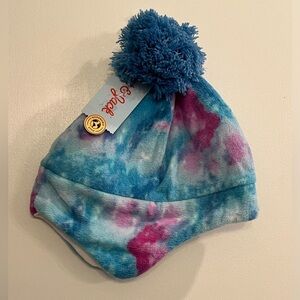 Cat & Jack blue purple Tie-Dye Pom Pom Hat, new!